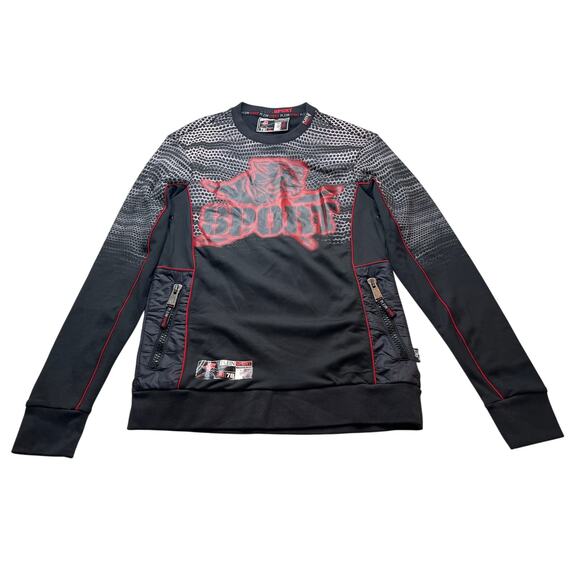 11-18 PLEIN SPORT Men's Sweatshirt LS Dokovic Black/Red Medium - Picture 1 of 8